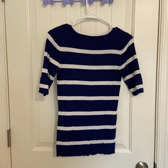 Express women’s blue striped stretchy thin knit sweater — large - Picture 5 of 6